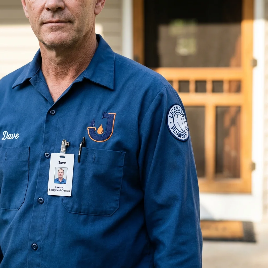 Licensed plumber showing ID badge in Woonsocket, SD