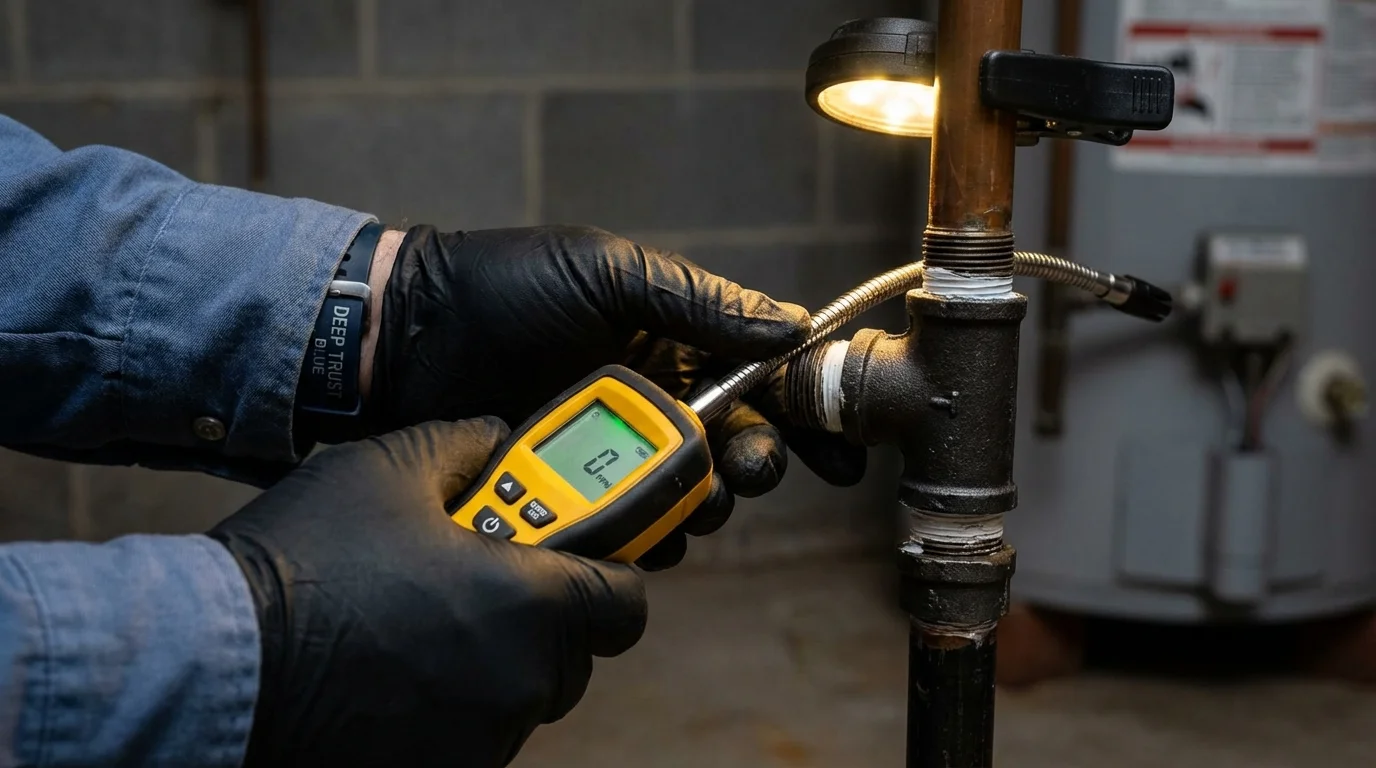 Gas leak detection with electronic sniffer by Johns Plumbing LLC in Woonsocket