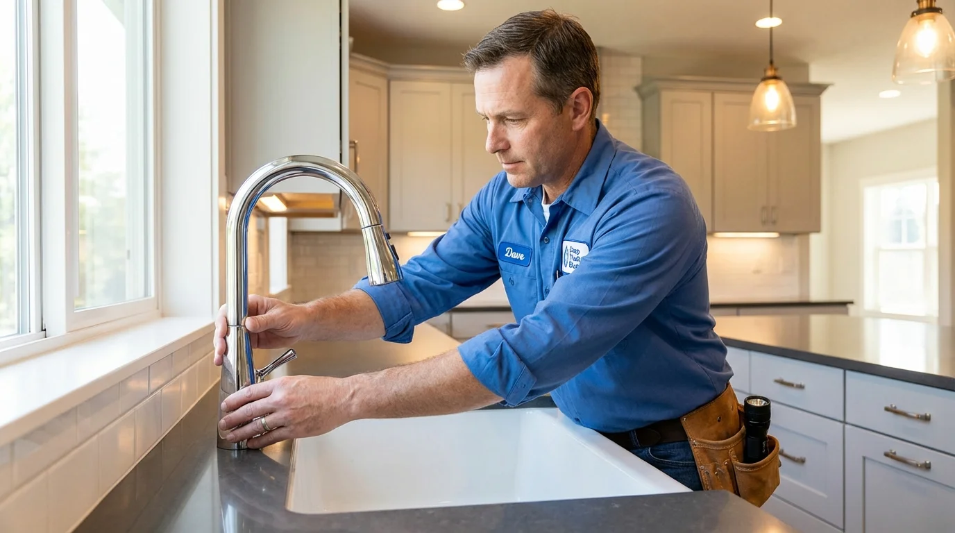 Kitchen faucet installation by Johns Plumbing LLC in Woonsocket